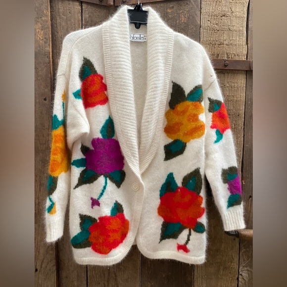 Rafaella Vintage Angora Sweater/Cardigan Floral super soft - Picture 2 of 6